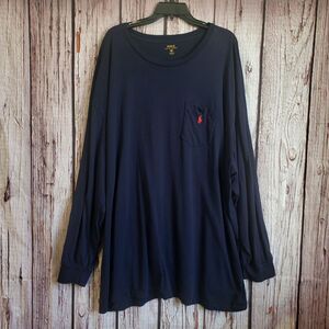 Polo Ralph Lauren Mens 4XB Dark Blue Lon Sleeve T-Shirt Big Cotton Crew